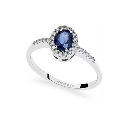 COMETE Anello in Oro Diamanti e Zaffiro blu ovale ANB 1891