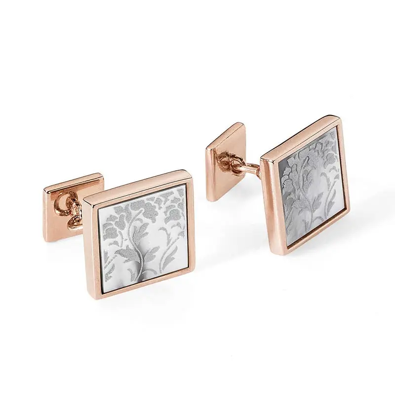 COMETE-UGM164-F COMETE Gemelli Quadrati Argento Rosato e Madreperla Bianca UGM164 - immagine 1