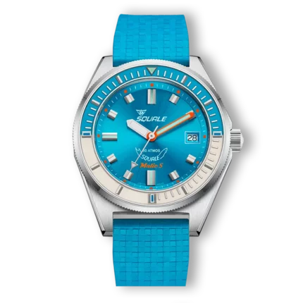 Squale Matic S Light Blue Mosaic Rubber
